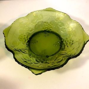 Green Glass Dish Anchor Hocking Vintage Antique